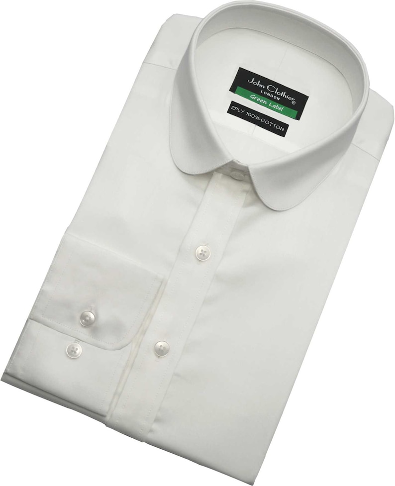 Plain White Peaky Blinders Penny Club Collar Cotton Shirt Lond Sleeves