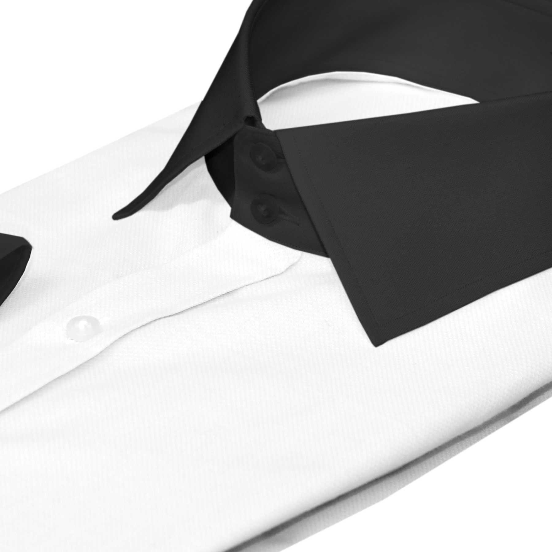 High Spread Collar Shirt, 2 Tall Neck Stiff Band 2 Collar Buttons Shirt