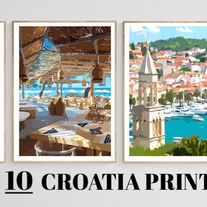 10 SPLIT-KROATIEN-PRINTS | Digitaler Download | Drucken Sie zu Hause | Split, Hvar, Bol, Krka und Blaue Lagune inspiriert | Kroatien | Kroatische Drucke