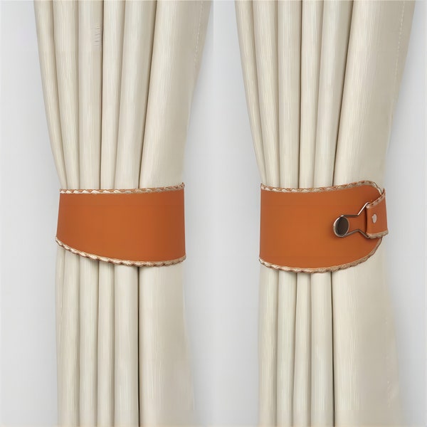 Minimalist Leather Curtain Tie-Back | Elegant Curtain Tieback |  Modern Decor  |  Window Treatment | Leather Curtain Tie Back  | Home Decor