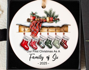 iDIY Ciondolo di Natale personalizzabile con nomi di famiglia 2/3/4/5/6/7/8, decorazione natalizia in resina, regalo personalizzato per la famiglia e gli amici 4