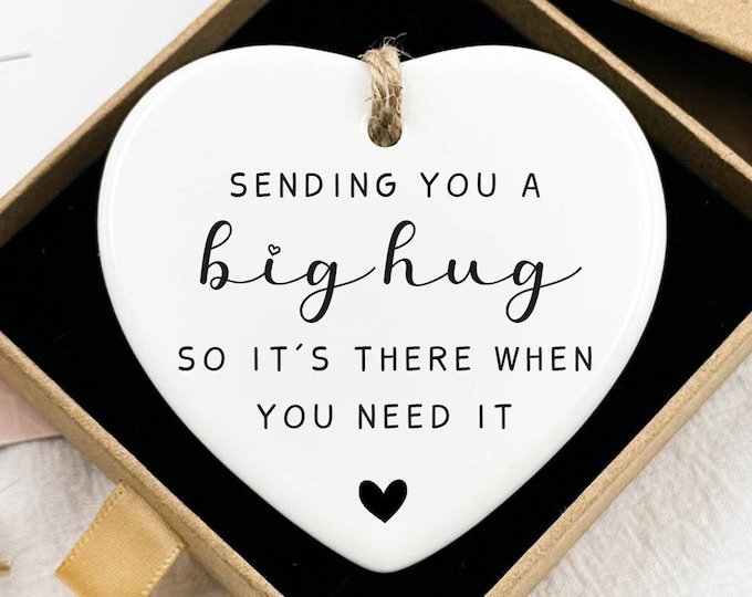 Thinking of You Gift, Sending You A Big Hug, Missing You Stay Strong, Ceramic Keepsake, Ceramic Heart