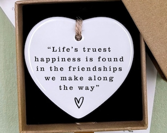 Friend Letterbox Gift, Personalised Best Friend Gift, Friendship Gift, Friend Present Keepsake, Ceramic Heart Keepsake