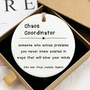 Chaos Koordinate Definition, Mitarbeiter Geschenk, Organisator Geschenk, personalisiertes Wertschätzung Geschenk, Personal Geschenk, Keramik Verzierung