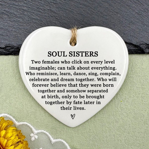 Friend Letterbox Gift, Personalised Best Friend Gift, Friendship Gift, Soul Sister Present Keepsake, Ceramic Heart Keepsake