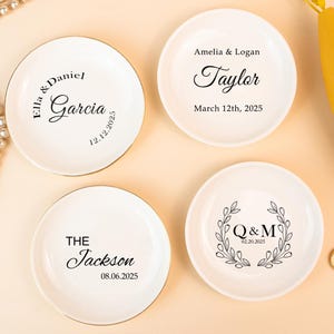 Wedding Gifts for Couple, Engagement Ring Dish, Round Jewelry Holder, Trinket Plate, Jewelry Tray, Wedding Ring Dish, Anniversary Gift