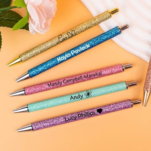 Glitter Pens, Personalized Glitter Pens, Glistening Crystal Pen, Customized Pens, Perfect Gift for Girls, Refillable Custom Pens, Black Ink