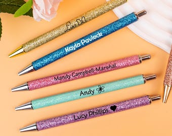 Bolígrafos con purpurina, bolígrafos con purpurina personalizados, bolígrafo de cristal brillante, bolígrafos personalizados, regalo perfecto para niñas, bolígrafos personalizados recargables, tinta negra