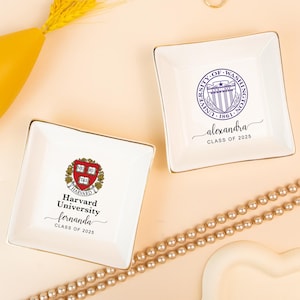 Custom College Logo Trinket Dish, Graduation Gift, Class of 2025, University Ring Dish, Graduation 2025, Gift for Friend, Personalized Gift