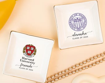 Custom College Logo Trinket Dish, Graduation Gift, Class of 2025, University Ring Dish, Graduation 2025, Gift for Friend, Personalized Gift