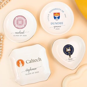 Personalized University Custom Trinket Ring Dish, College Logo Ring Dish,Graduation University Jewelry Dish, Personalized Graduate Gift 2025
