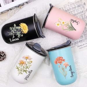 Personalized Stainless Wine Tumbler with Lid, Bridesmaid Gift, Coffee Cup, Stainless Steel Bottle, Elegant Wedding Gift, Wine Tumbler