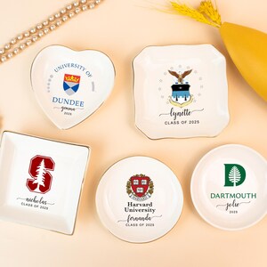 Custom University Logo Ring Dish, Personalized Graduation Gift for Her, 2025 Graduate Gift, Graduation University Jewelry Tray,Class of 2025