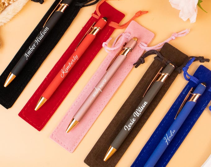 Personalized Luxurious Soft Touch Rose Gold Pen, Rubberized Soft Touch Ballpoint Pen, Fancy Custom Pen, Christmas Gifts, Gift Pens for Women
