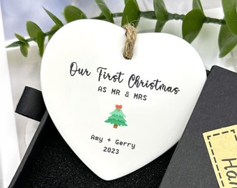 Personalized Wedding Gift, Mr. And Mrs. Christmas Decorations, First Christmas Wedding Decorations, Newlywed Gift, Our Christmas Decorations
