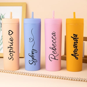 Custom Name Tumbler, Personalized Girl&#39;s Trip Tumbler, Acrylic Cup with Straw, Bridesmaid Gift, Wedding Cup, Customized Bridal Cup,Beach Cup