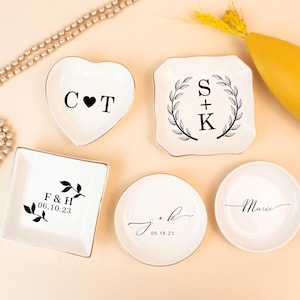 Personalized Wedding Gift, Ceramic Jewelry Dish, Date and Initials, Wedding Gift, Personalized Gift, Personalized Ring Dish, Engagement Gift