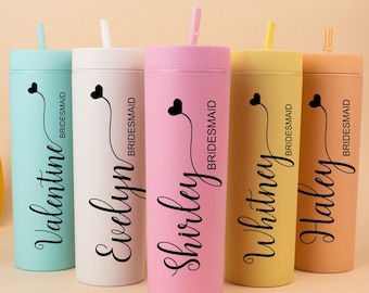 Personalized Custom Tumbler, Bridesmaid Tumbler with Straw, Beach Cup, Bachelorette Party, Bridal Party, Wedding Tumbler, Birthday Cup