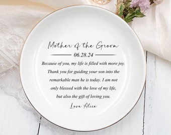 Mother of the Groom Gift, Personalized Ring Dish,Custom Jewelry Holder for Mother in Law, Ceramic Trinket Tray,Mom Gift from Bride,Ring Dish