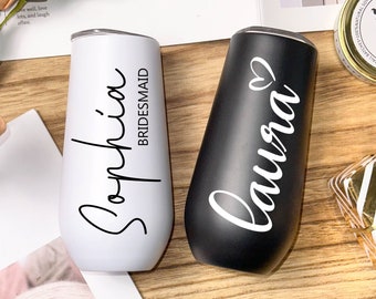 Custom Cup Champagne Flute Tumbler, Stainless Champagne Glass, Bridesmaid Proposal, Personalized Gift for Her, Bachelorette Party, Steel Mug