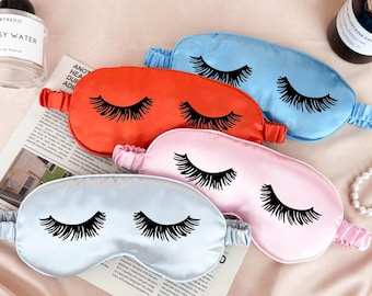 Eyelashes Sleep Mask for Women, Bridesmaid Gift, Bridal Party Gift Set, Silky Satin Mask, Bachelorette Party, Sleep Masks, Girl Eye Mask