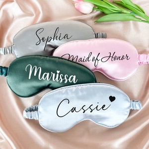 Personalized Eye Mask, Bridesmaid Gift, Bridal Party Gift, Sleep Mask, Personalized Wedding Favor, Silky Satin Mask, Bachelorette Party