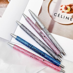 Stylos à paillettes personnalisés, stylos à nom de décalcomanie personnalisés, stylos scintillants, stylos de bureau, rentrée scolaire, cadeau d’appréciation de l’enseignant, cadeau de demoiselle d’honneur