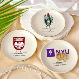 Custom University Logo Ring Dish, Personalized Graduation Gift for Her, 2025 Graduate Gift, Graduation University Jewelry Tray,Class of 2025