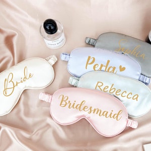 Custom Eye Mask, Bridesmaid Gift, Personalized Sleep Eye Mask, Bachelorette Party Gift, Personalized Wedding Favor, Custom Satin Eye Mask