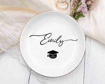 Graduation Gift for Her, Graduation Jewelry Dish, Personalized Trinket/Ring Dish, Daughter Grad Gift, Class of 2024 Gift, College Graduation