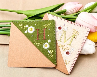 Felt Triangle Page Stitched Corner Handmade Bookmark, Personalized Hand ...