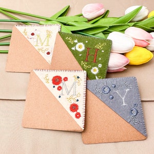 Personalized Hand Embroidered Corner Bookmark, Felt Triangle Page ...
