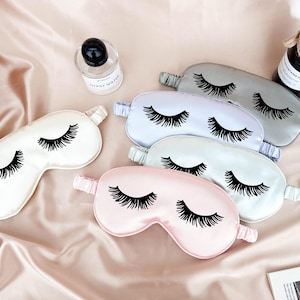 Eyelash Eye Mask, Sleep Eye Mask Custom Satin Eye Mask, Bachelorette Bridesmaid Proposal Gift, Slumber Party Sleepover Favors, Gifts for Her