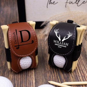 Golf Ball Bag, Leather Golf Travel Bag, Mini Golf Ball Holder, Tees Holder, Great Golf Gifts, Stylish Pouch for Golf Balls