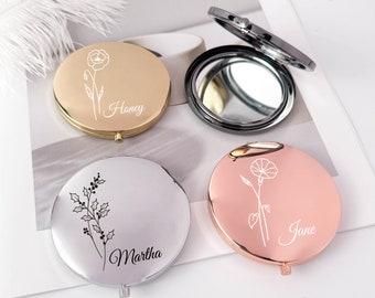 Miroir compact personnalisé, miroir de demoiselle d'honneur personnalisé, miroir de poche, cadeau de demoiselle d'honneur, cadeau de noce, miroir gravé, Saint-Valentin