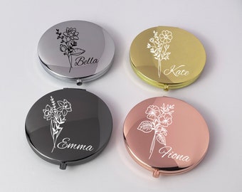 Personalized Compact Mirror, Engraved Makeup Mirror, Wedding Gift, Proposal Gift, Customized Pocket Mirror, Birthday Gifts for Her,Under 10
