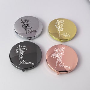 Personalized Compact Mirror, Engraved Makeup Mirror, Wedding Gift, Proposal Gift, Customized Pocket Mirror, Birthday Gifts for Her,Under 10