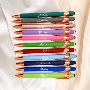Cadeau de Noël stylo personnalisé, stylos gravés doux au toucher personnalisés, cadeau pour lui ou elle, collègues de travail, famille et amis, anniversaire d'enfants