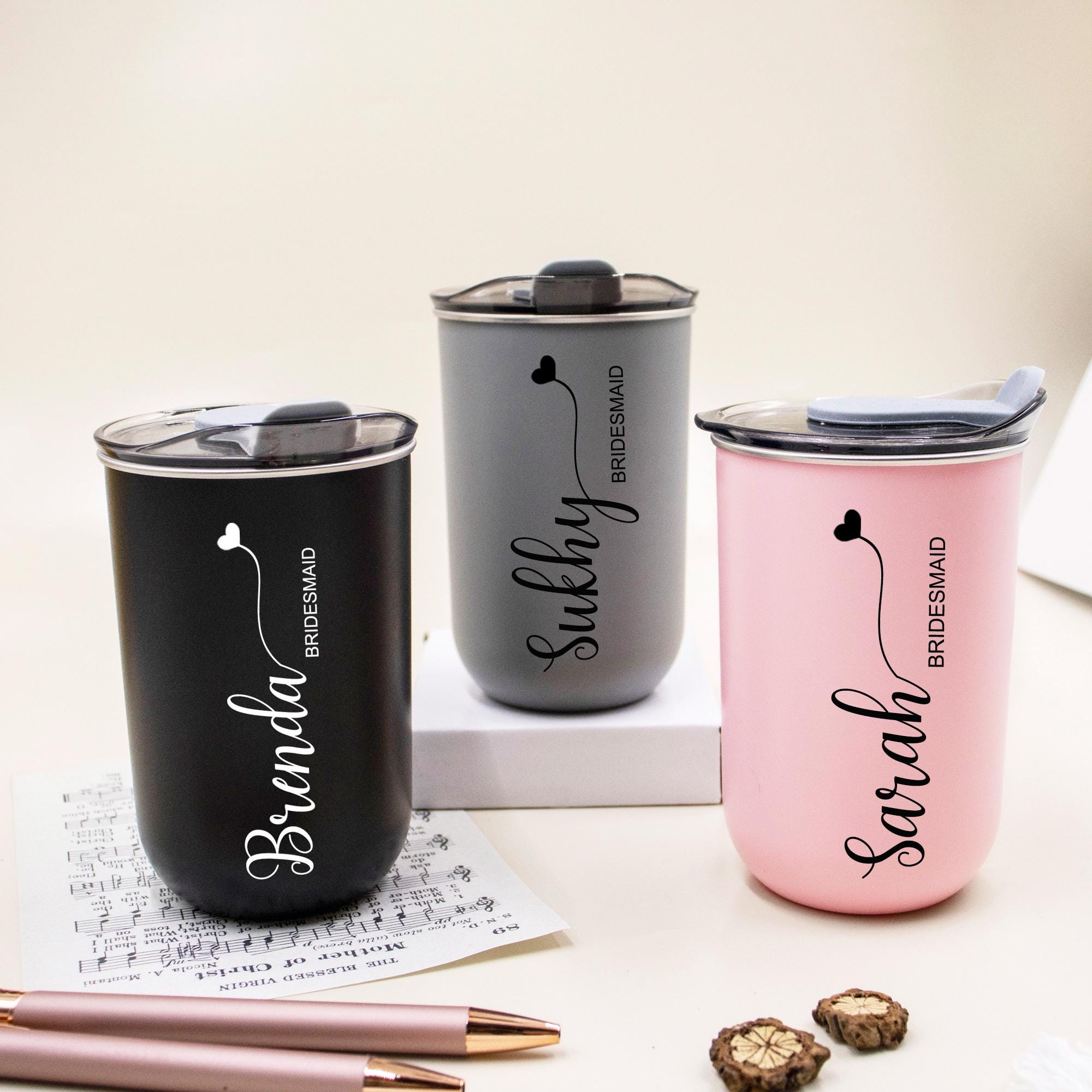 Personalized Tumbler, Bridesmaid Tumbler with Lid, Bachelorette Party, Wedding Party Gifts, Customized Bridal Cup, Beach Cup