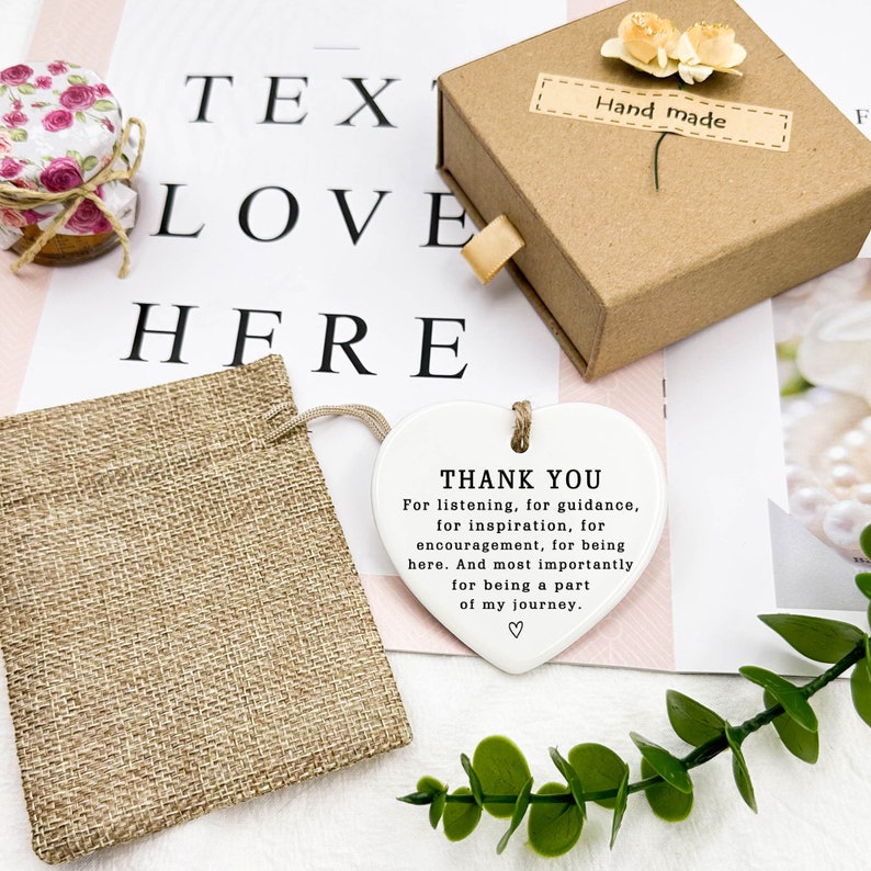 Thank You Keepsake, Personalised Thank You Gift, To Say Thank You, Ceramic Heart Keepsake, Thank You Present, Gift For Friend, Coworker Gift Bag Packing