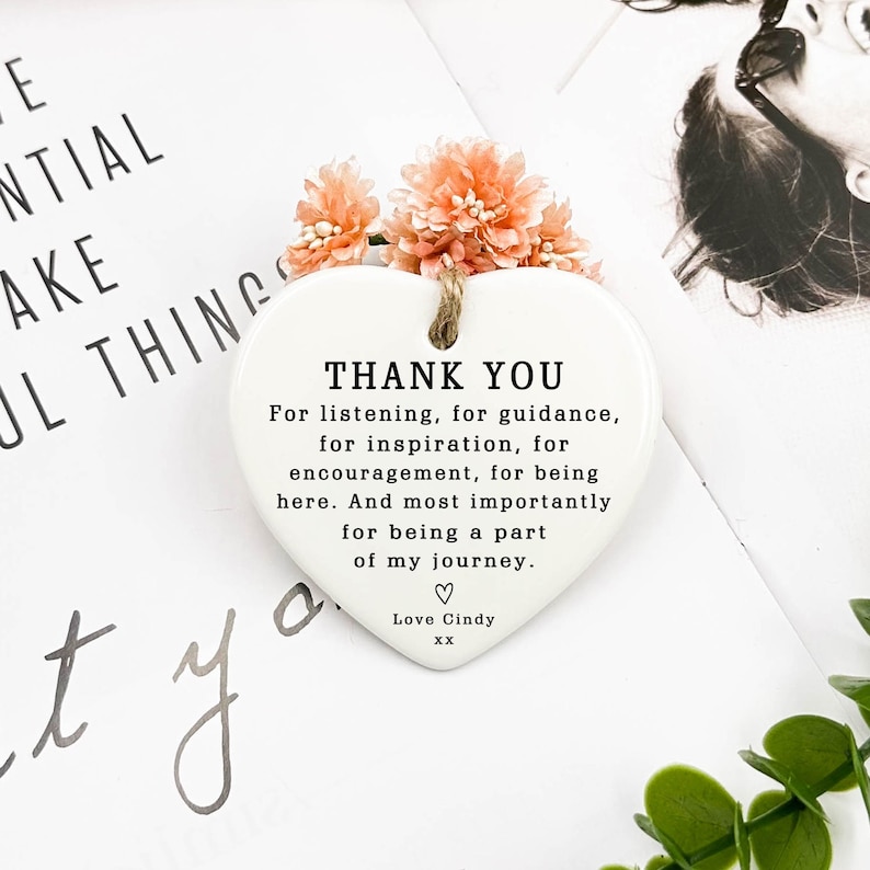 Thank You Keepsake, Personalised Thank You Gift, To Say Thank You, Ceramic Heart Keepsake, Thank You Present, Gift For Friend, Coworker Gift image 1