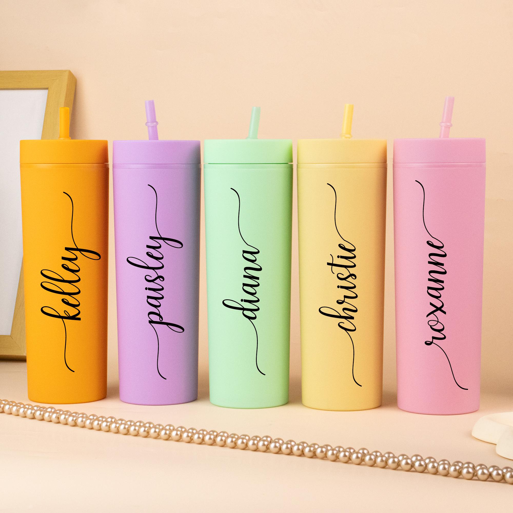 Personalized Tumbler with Straw, Girl's Trip Tumbler, Bridesmaid Gift, Bridesmaid Proposal, Bachelorette Party Favors, Custom Skinny Tumbler