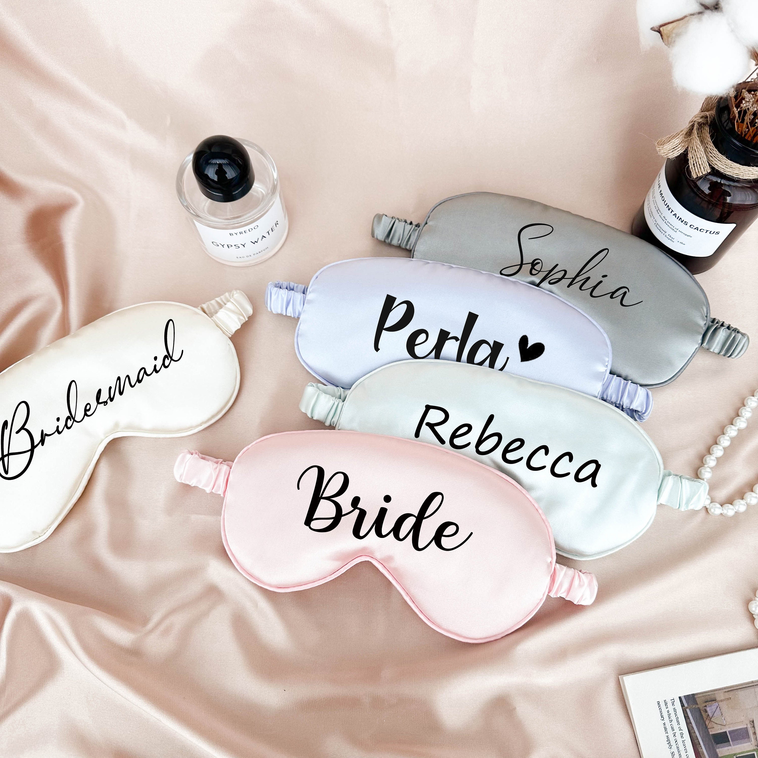 Personalized Eye Mask, Bridesmaid Gift, Bridal Party Gift, Sleep Mask, Personalized Wedding Favor, Silky Satin Mask, Bachelorette Party