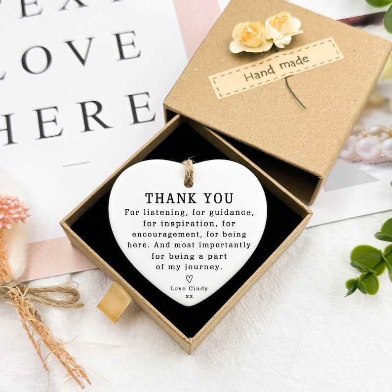 Thank You Keepsake, Personalised Thank You Gift, To Say Thank You, Ceramic Heart Keepsake, Thank You Present, Gift For Friend, Coworker Gift Gift Box Packing