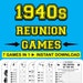 1940s Reunion Games Party Bundle Printable Games 40s Trivia 40s Quiz ...