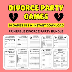 Divorce Party Games Breakup Games Newly Single Party Separation Party Games Breakup Party Bundle Break Up Games