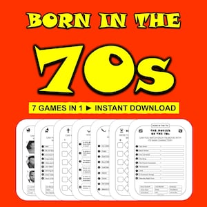 Birthday Party Games Born In the 70s Bundle Printable Birthday Games 70s Trivia 70s Quiz Birthday Instant Download 1970s