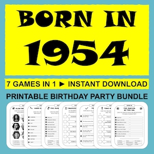 71. Geburtstag Party Spiele 1954 geboren Spiel Bündel Party-Aktivitäten Männer Frauen Ihn Her 1954 Trivia Quiz Printable Instant Download