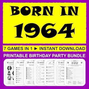 61st Birthday Games Born In 1964 Game Bundle Party Activities Men Women Him Her 1964 Trivia Quiz Printable Instant Download