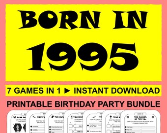1995 Birthday Trivia Games: Born in 1995 Party Bundle (Printable Instant Download)